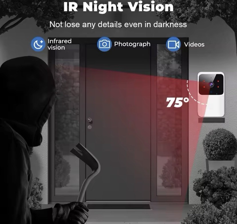 Wireless WiFi Video Doorbell Smart Phone Camera Door Bell Ring Intercom Security