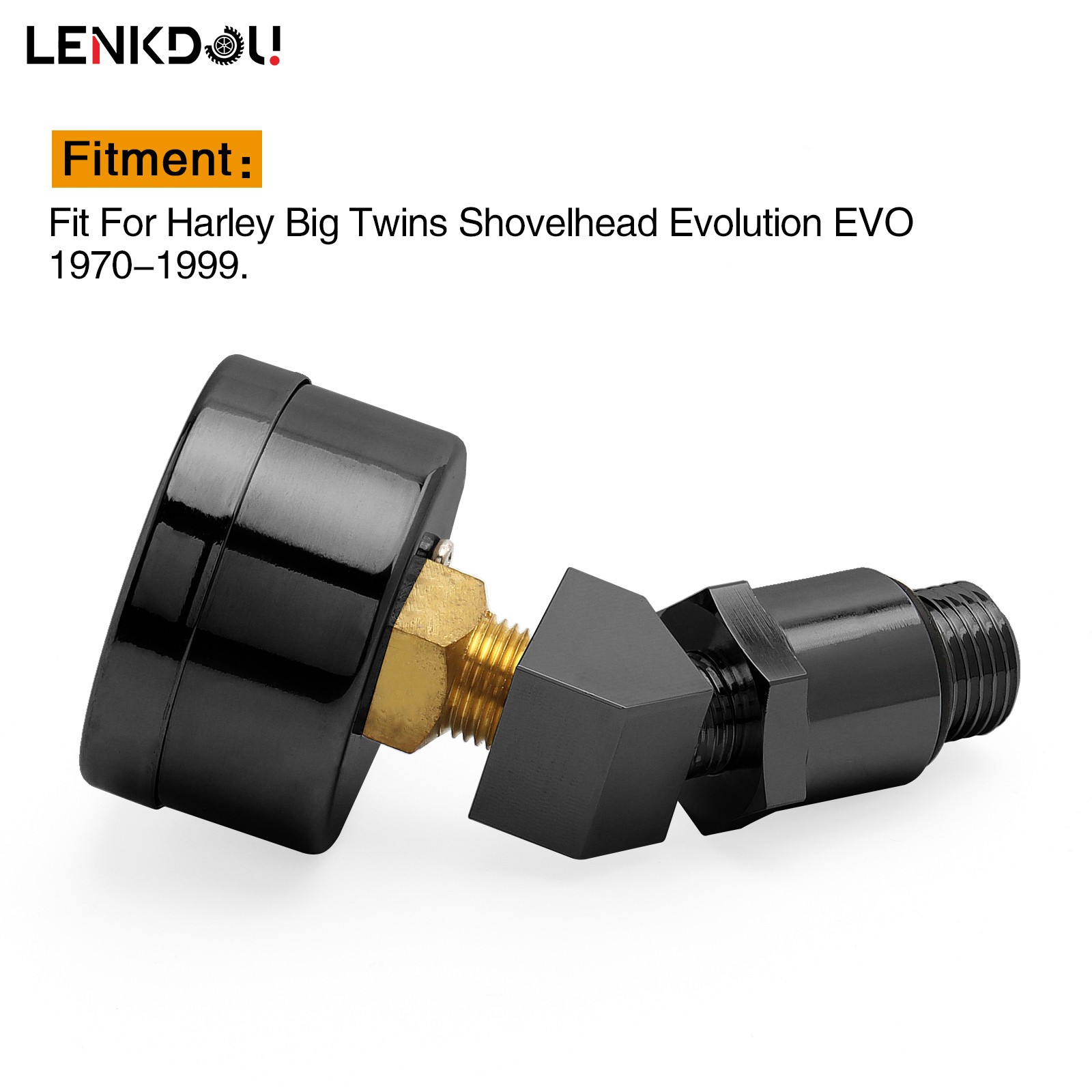 For Harley Big Twin EVO Engine 0-60 Psi Oil Pressure Filled Gauge Adapter Black