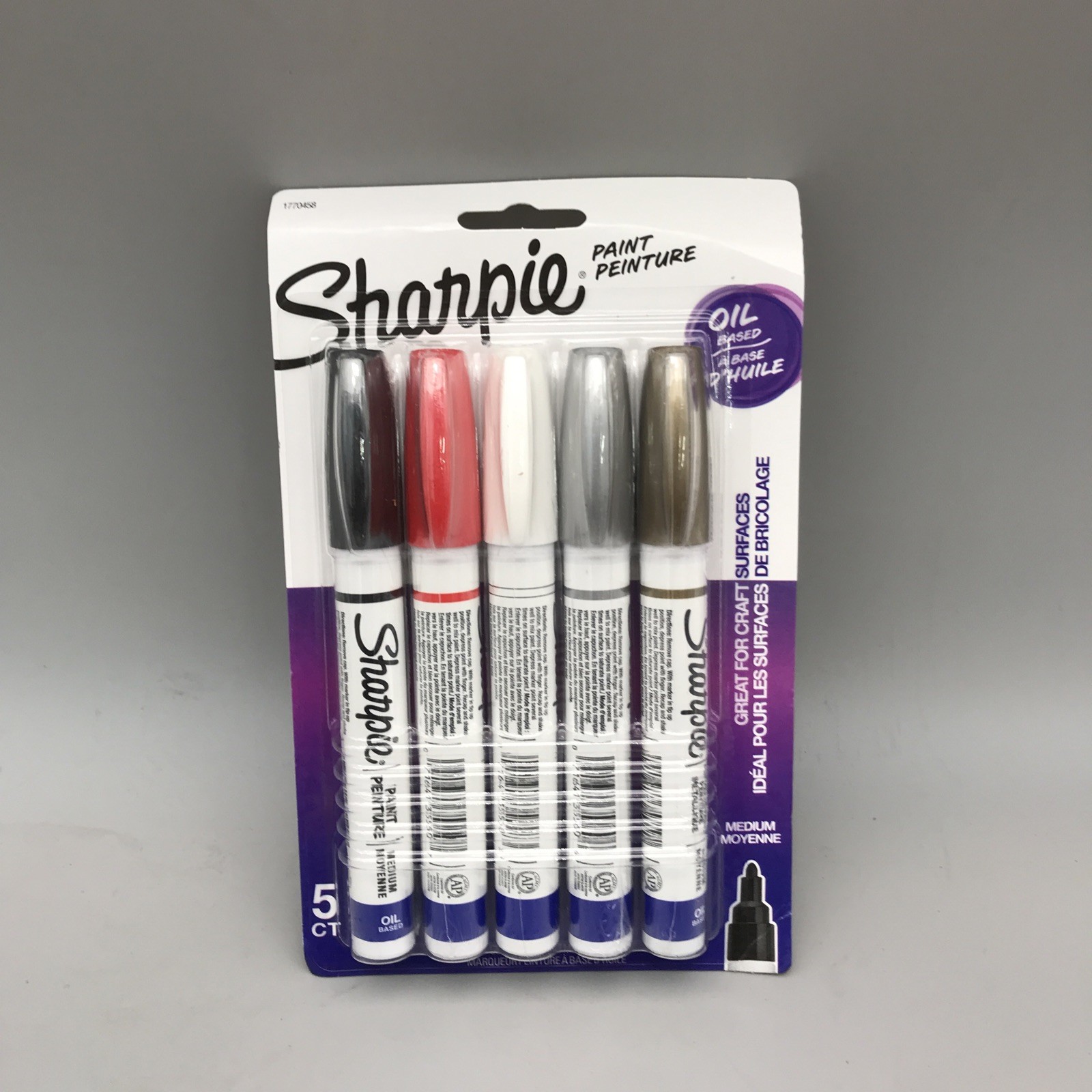 Sharpie 1770458 Oil Based Paint Marker, Assorted Colors, Pack of 5 Brand New