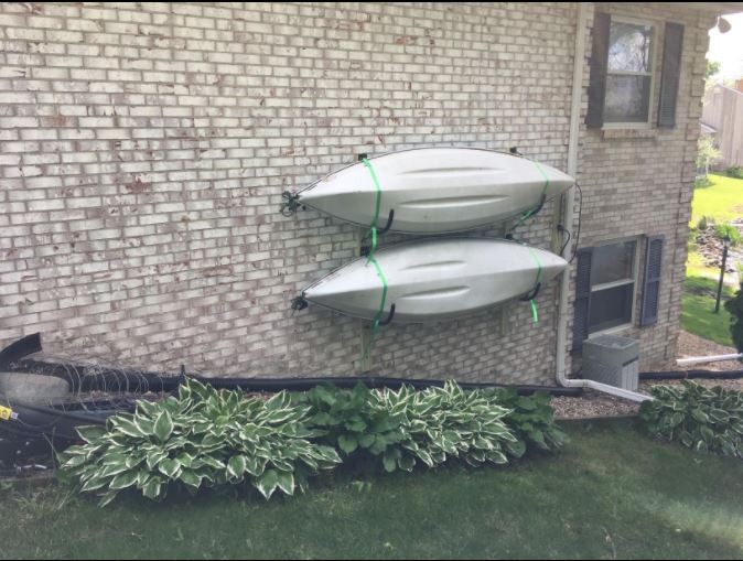 2 Pairs Kayak Canoe SUP Board J Hook Wall Mount Rack for Dock Garage Holds 250Lb