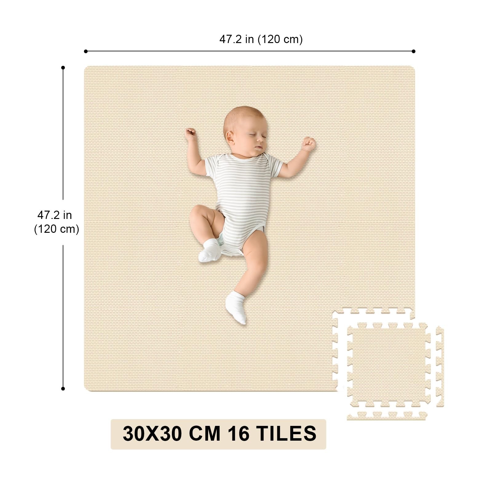 Puzzle Play Mat 16 Tiles with 32 Border Pieces, Interlocking Stitching Mat wi...