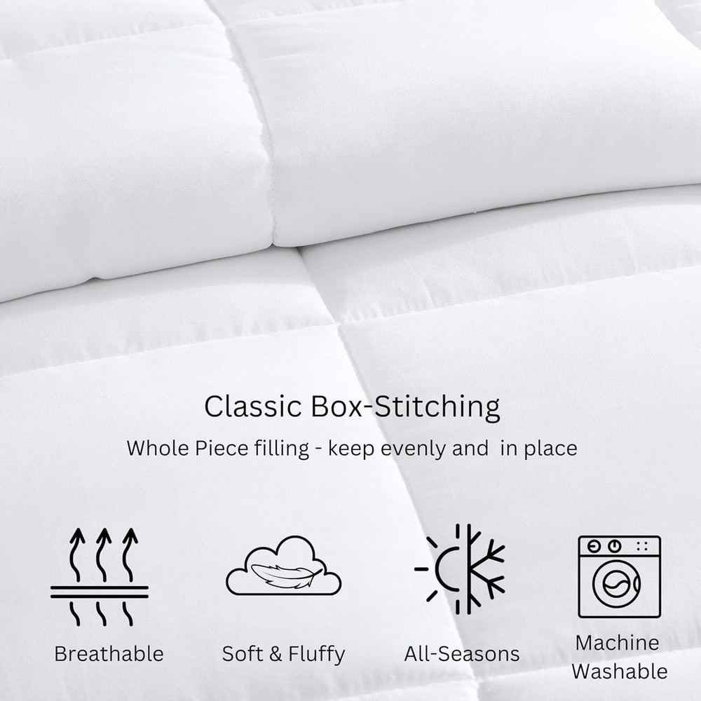 Quilted Bedding Comforter King Size - Duvet Insert with 8 Tabs - Super Soft, Com