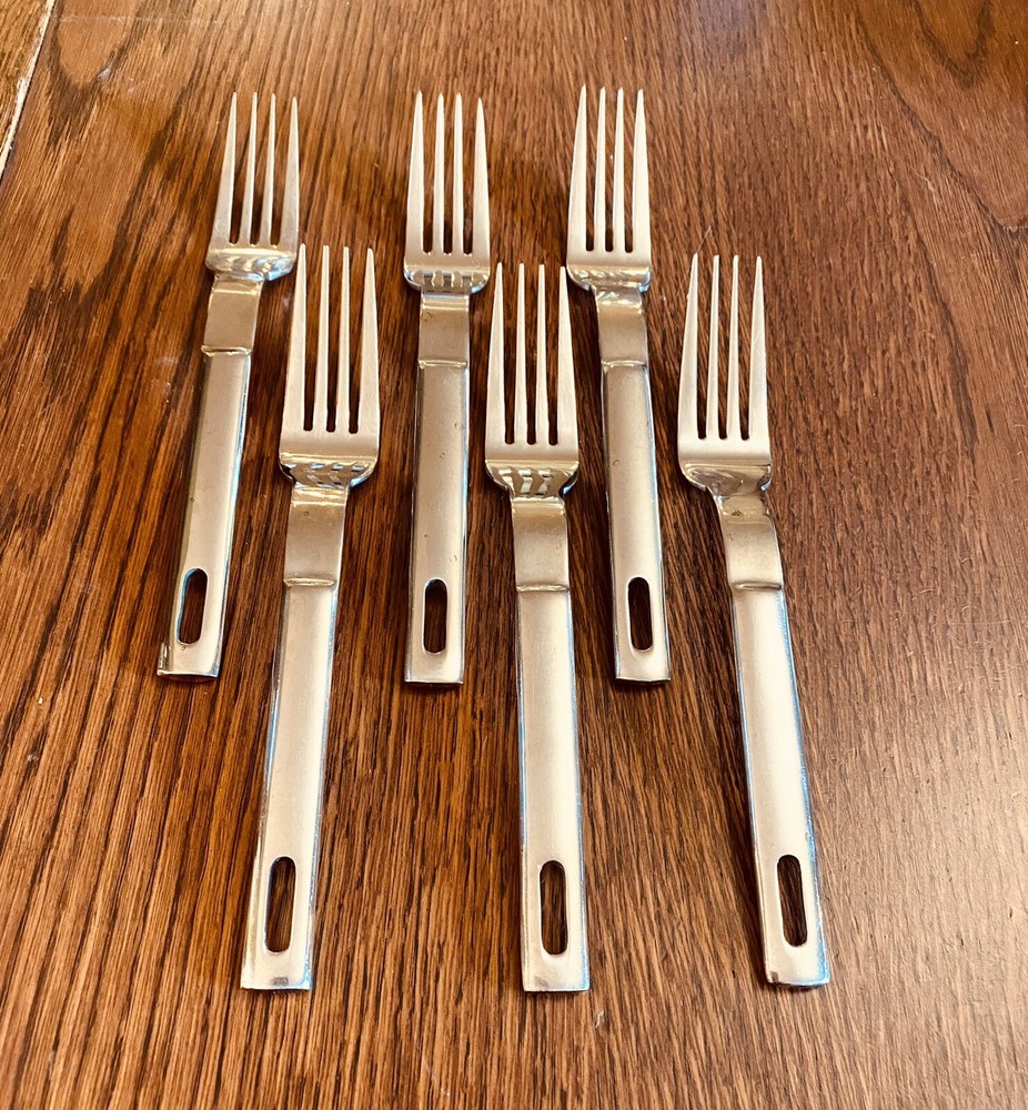 Towle Loop Stainless Flatware Pierced China 6- Dinner Forks 7 7/8"