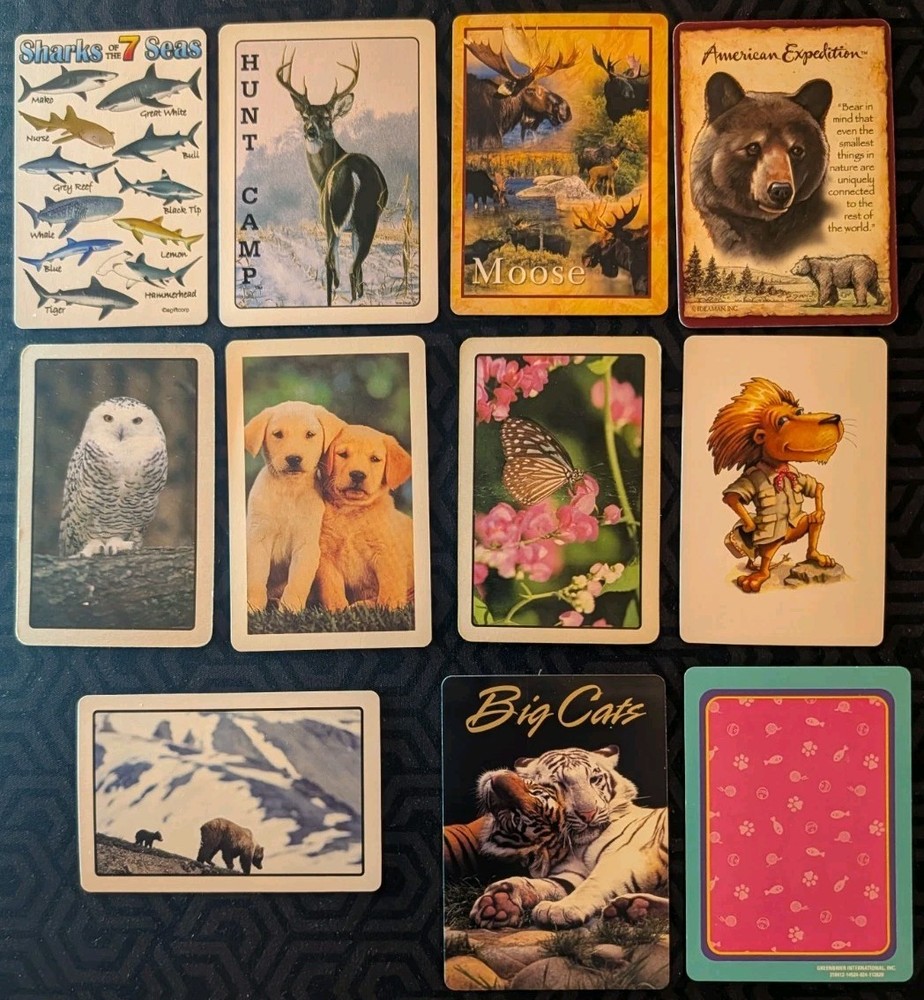 11 Single Swap Playing Cards Animals Assorted Variety Ephemera