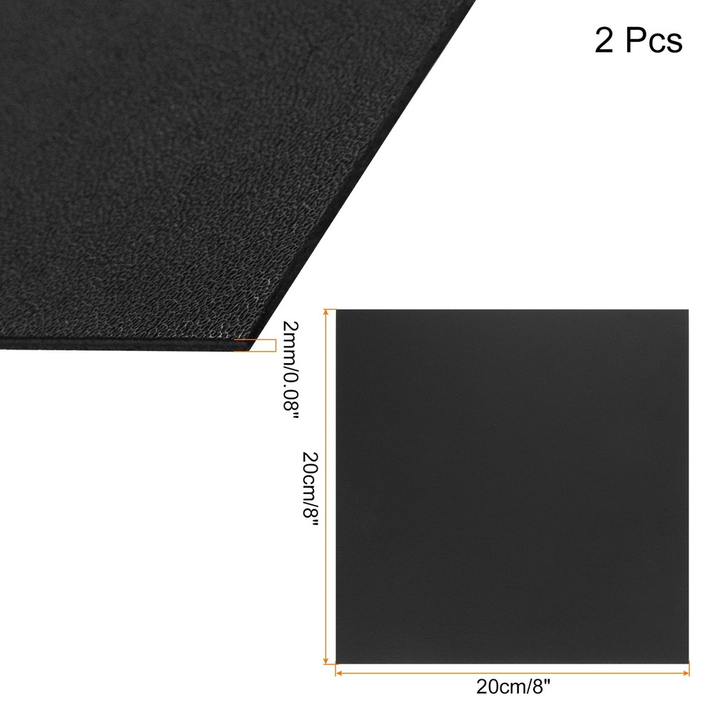 ABS Plastic Sheet 8 x 8",Flexible Sheets 1/12" Thick Leather Texture Black 2Pcs