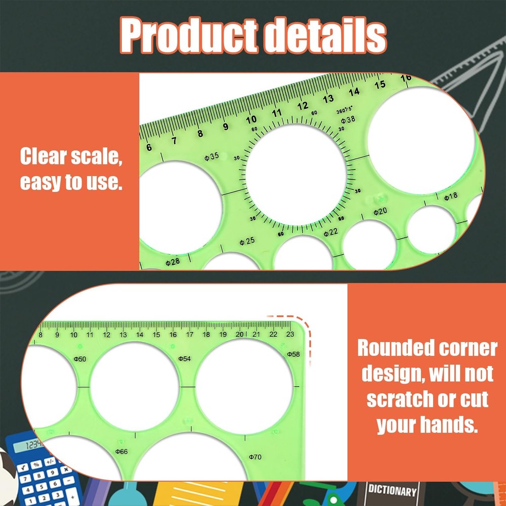 2 PCS Circle Template Ruler Plastic Stencil with 29 Circles for Drawing
