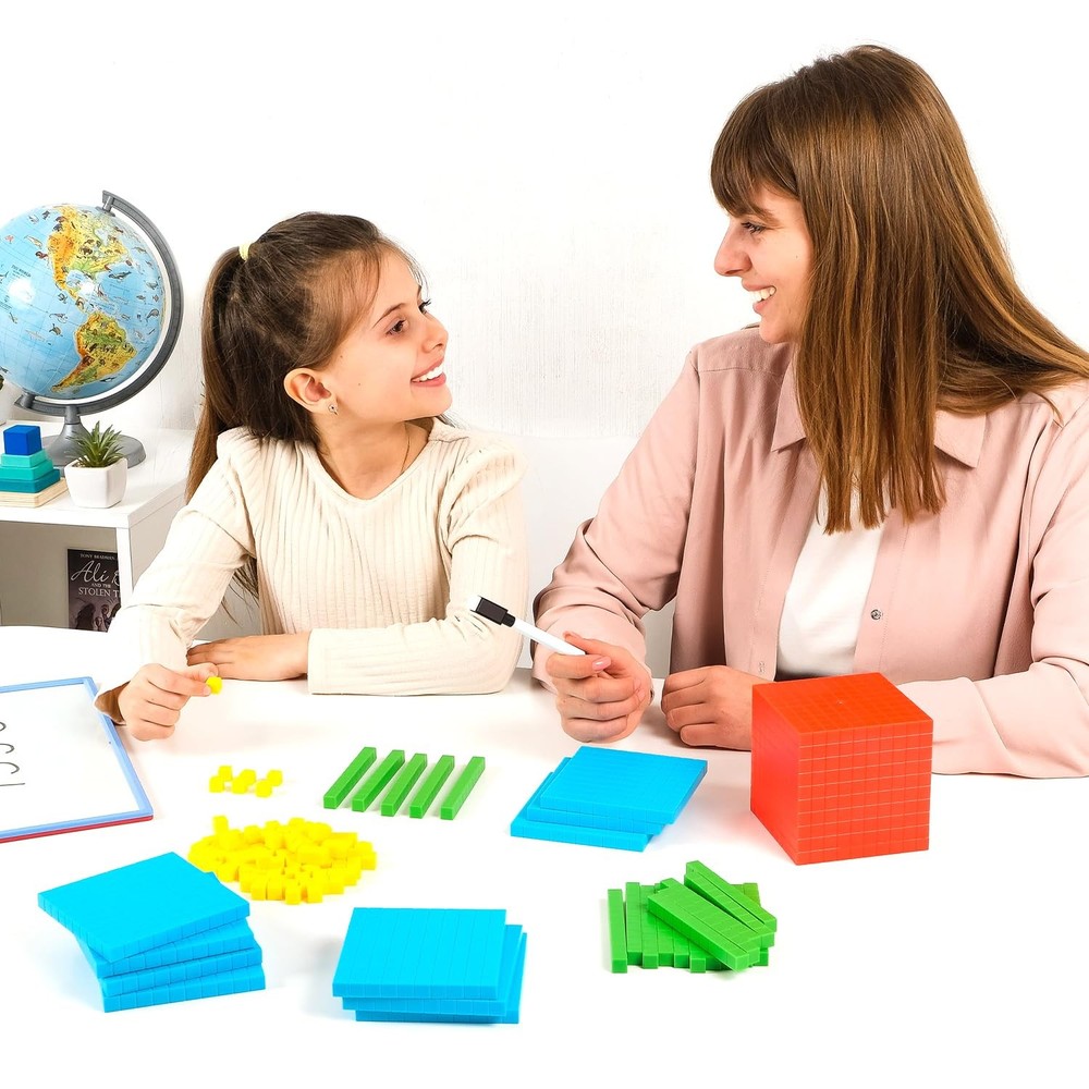 Simply magic 131 PCS Base Ten Blocks for Math - Place Value Small, Assorted