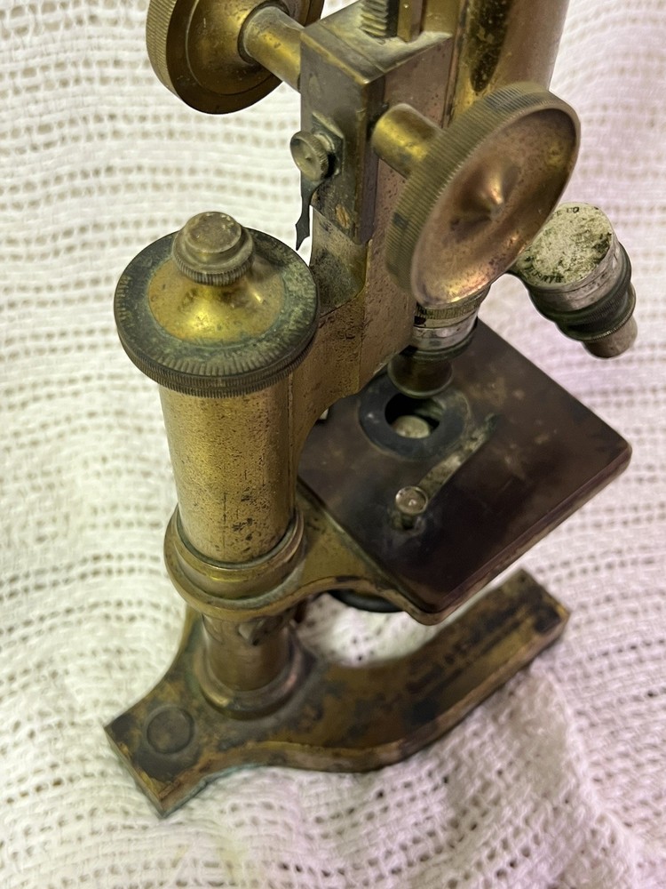 Antique Bausch & Lomb Early Microscope Solid Brass !!LOOK!!