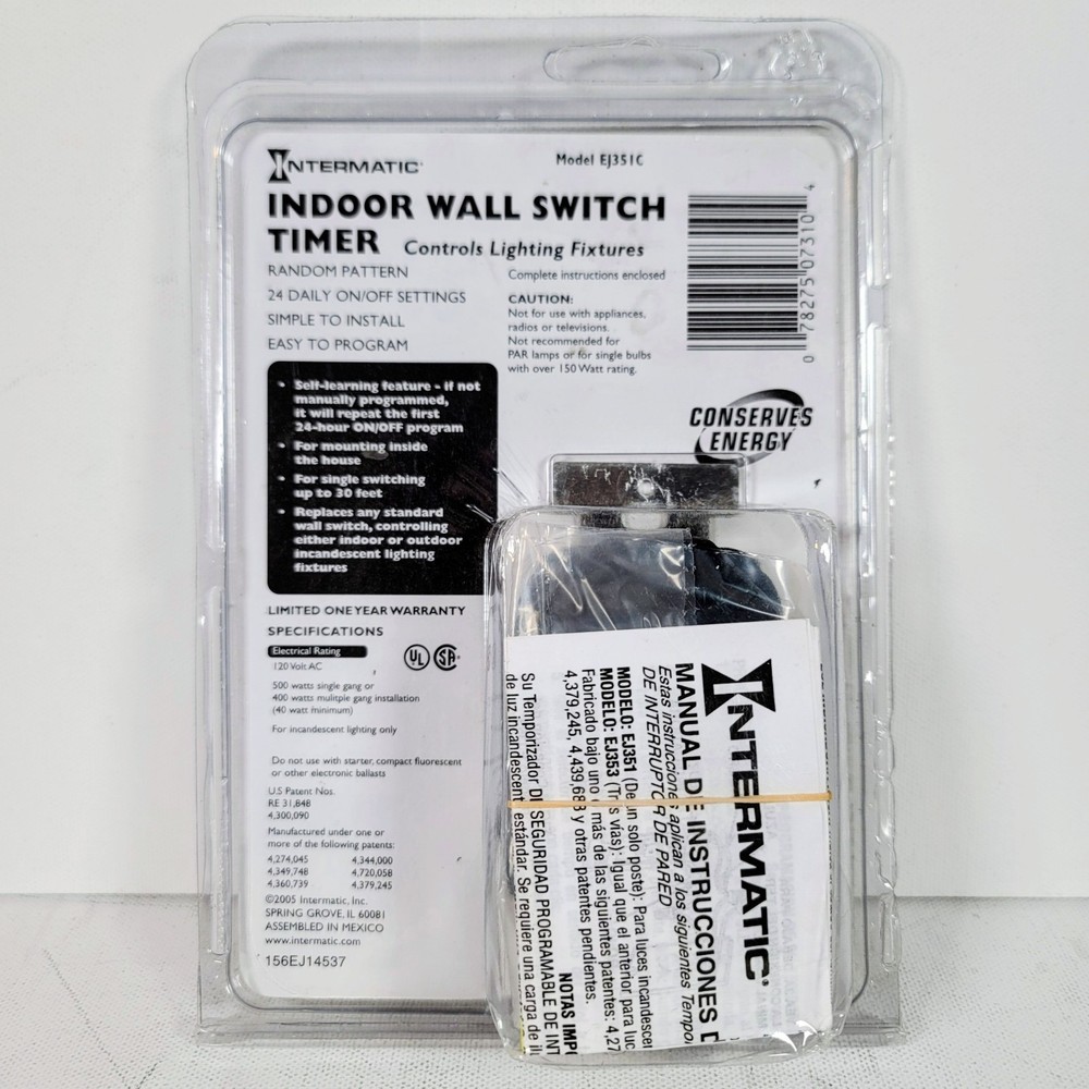 Intermatic Wall Switch Timer (EJ351C) 24 Hour Programmable White Sealed NEW