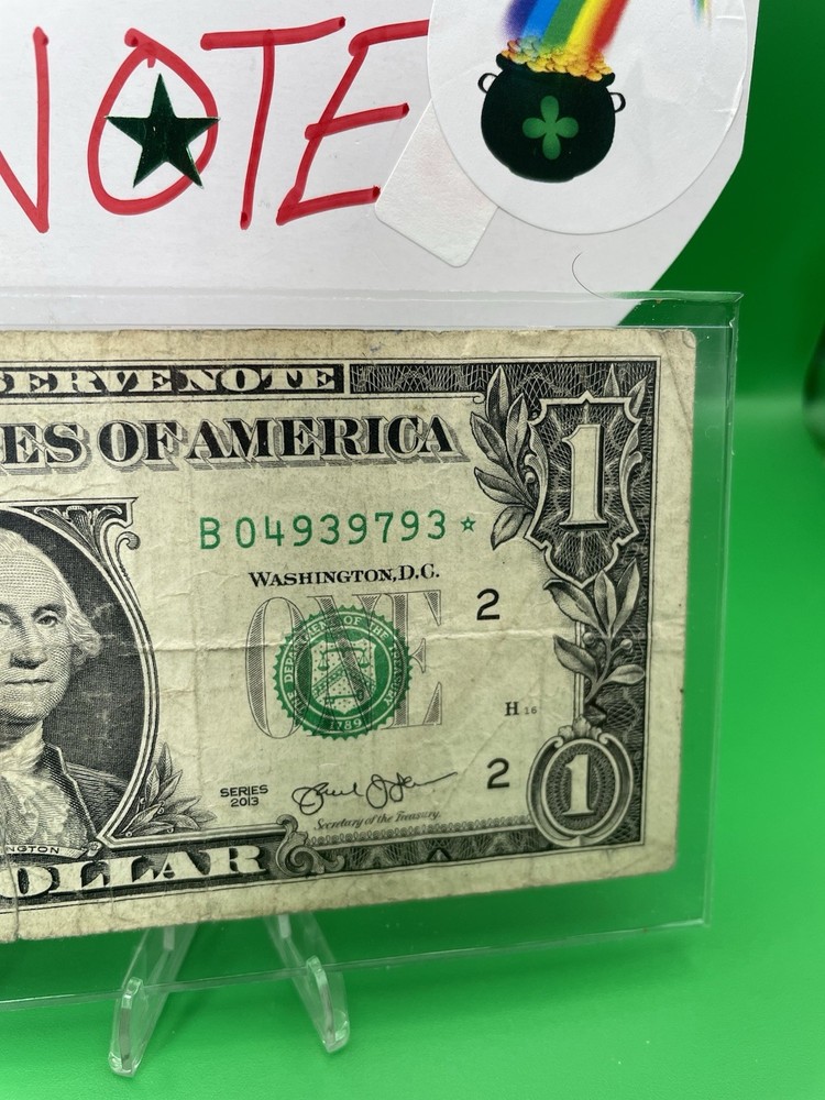2013 B Duplicate Print ⭐️ STAR NOTE ERROR $1 Serial Number B04939793* D/C Print