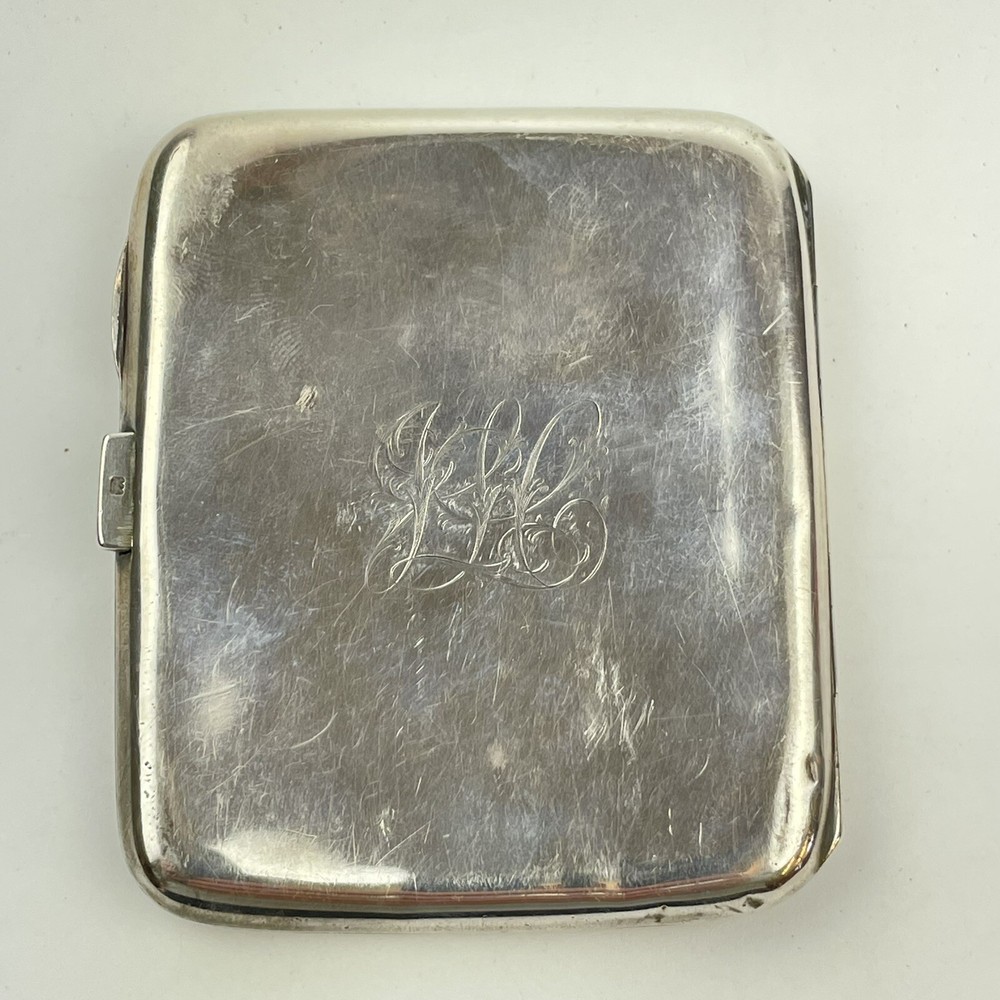 Antique Solid Silver Enamel Cigarette Case Queens Royal West Surrey Reg 1916