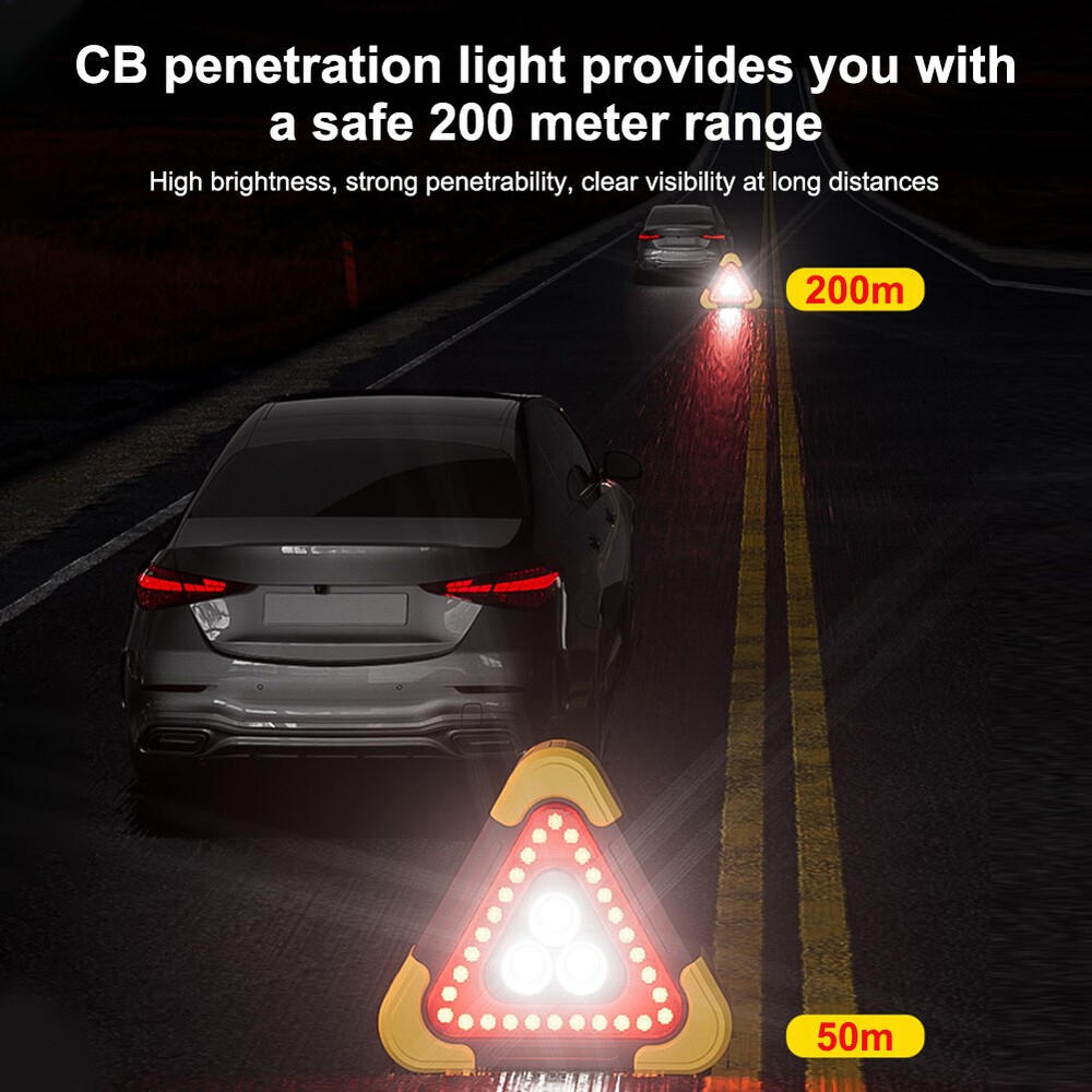 Foldable Car Emergency Triangle Warning Light Multi-Function LED Light Solar US