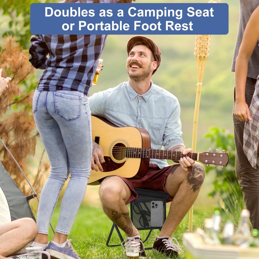 Portable Folding Camp Stool with Side Pocket, Lightweight Foldable Camping St...