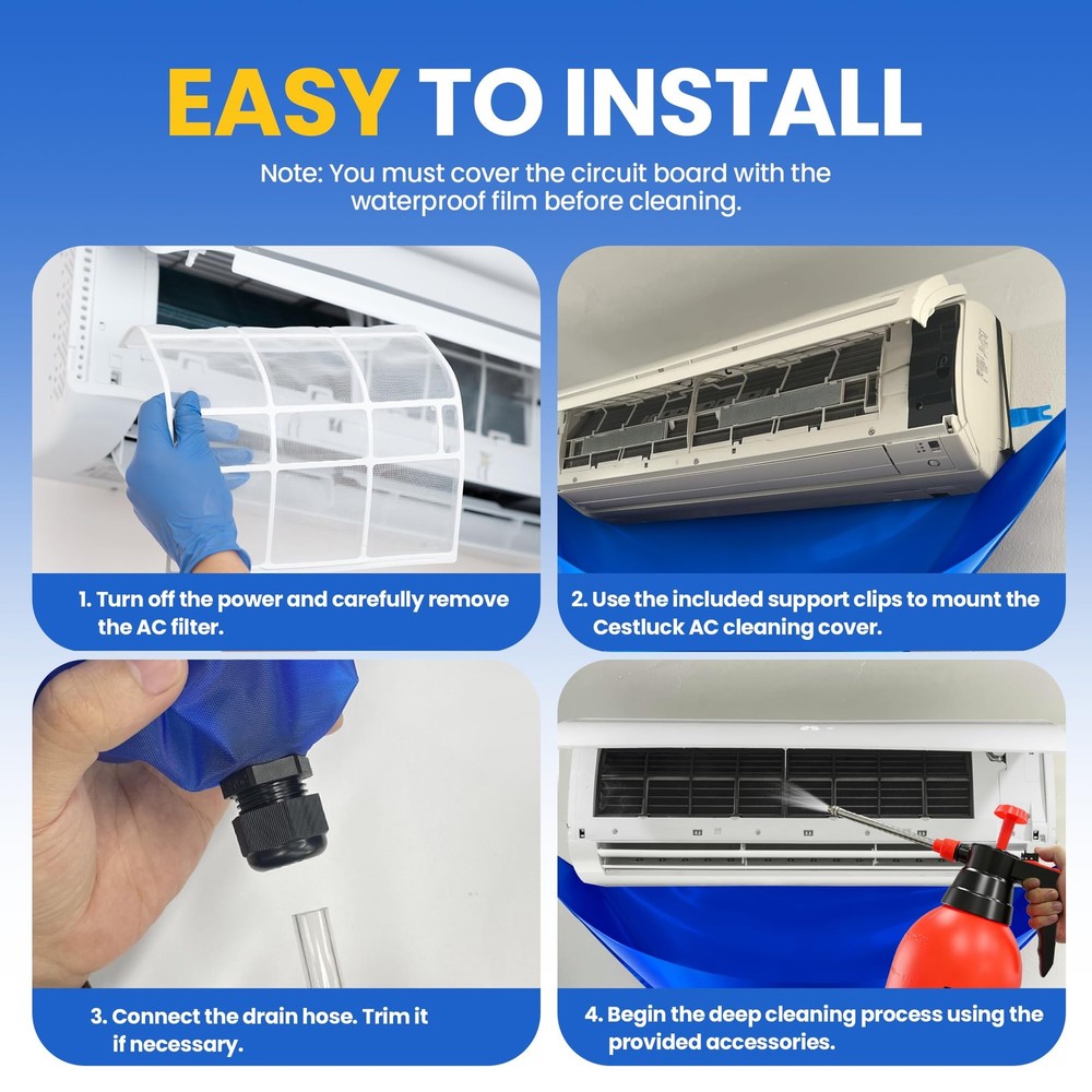 13PCS Mini Split Cleaning Kit with 2L High Pressure Sprayer, Deep Large, Blue