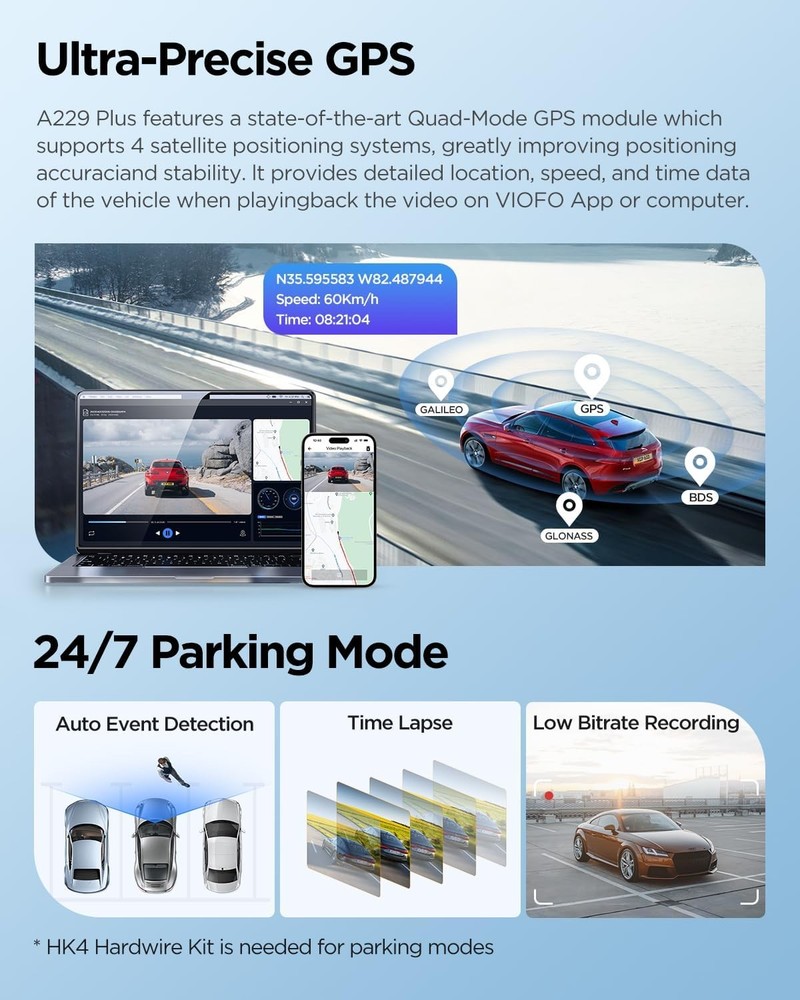 VIOFO A229 PLUS 2CH 1440p+1440p Dash Cam