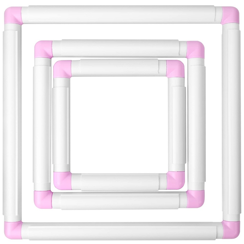 3 Pack Square Embroidery Hoops, Plastic Cross-Stitch Hoops, Plastic Clip Fram...