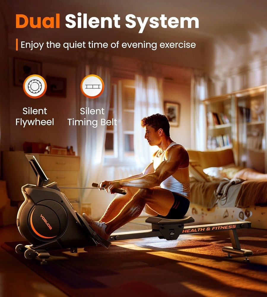 Magnetic Bluetooth Rowing Machine for Home | Silent, Comfortable & Durable
