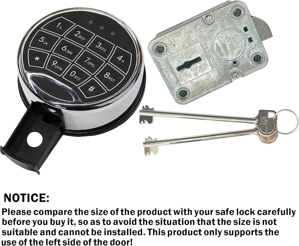 Gun Safe Lock Replacement Digital Electronic Keypad Lock for Left Swing Bolt