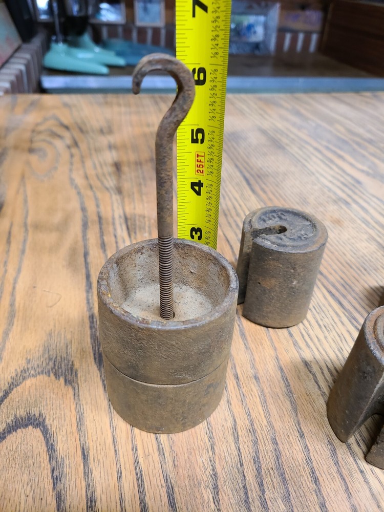 Vintage Scale Weights Cast Iron Antique