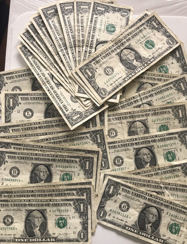 ✯ 1 STAR REPLACEMENT NOTE $1 Circulated Uncirculated Dollar Bill Not Consecutive