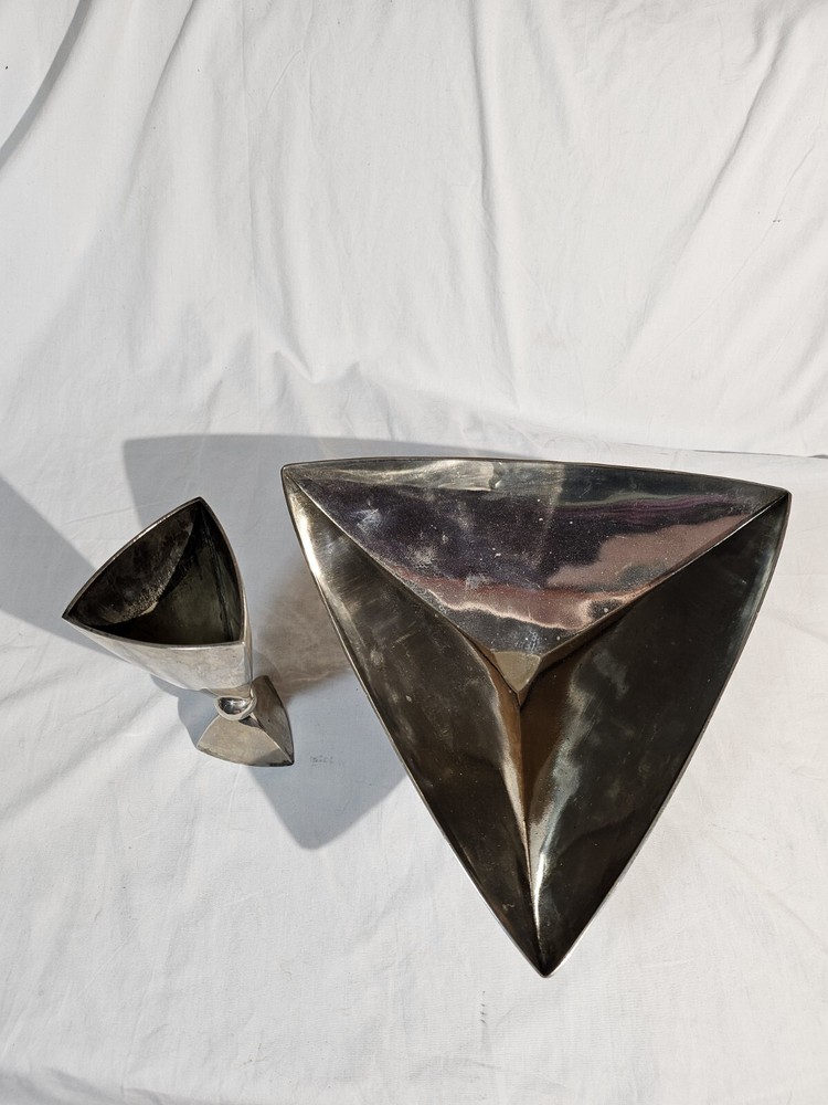 Namford Silverplated Triangular Bowl & Wine Cup Brass Collectible 🔥