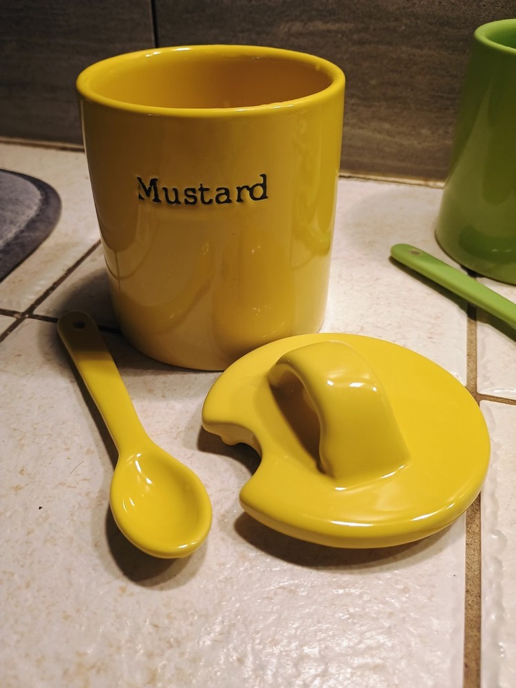 Ceramic Condiment Jars With Spoons