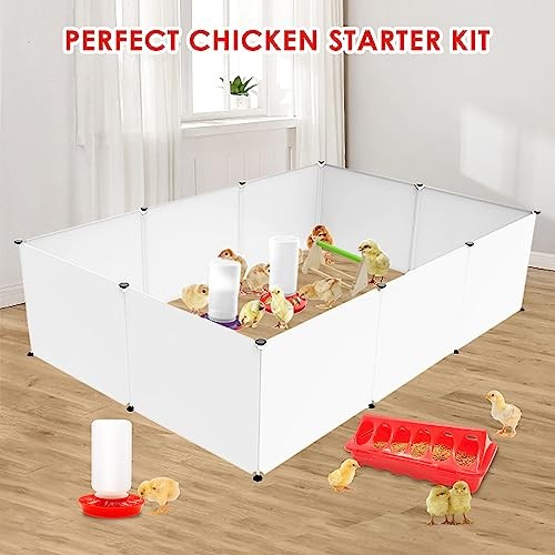 with Chick Perch,flip Top Poultry Feeder, 1l Chick Brooder Box Starter Kit