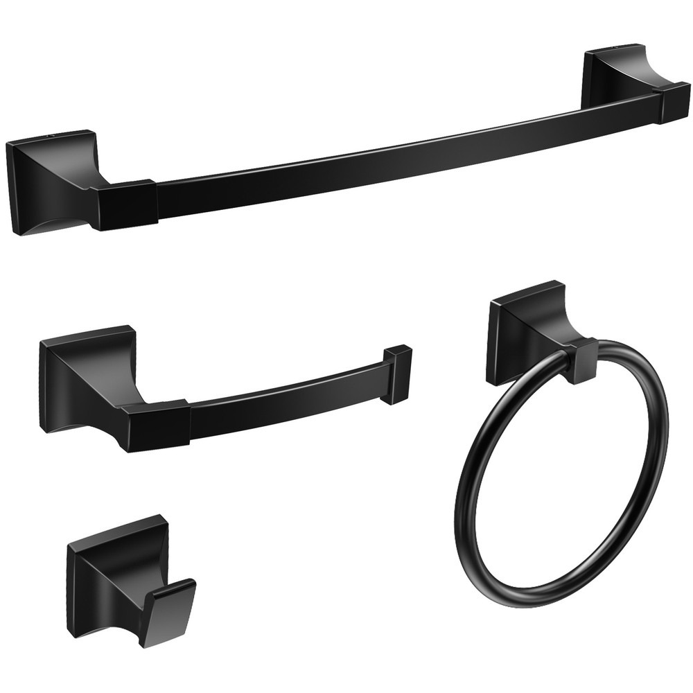 4 Piece Towel Bar Set Bath Accessories Bathroom Hardware - Matte Black