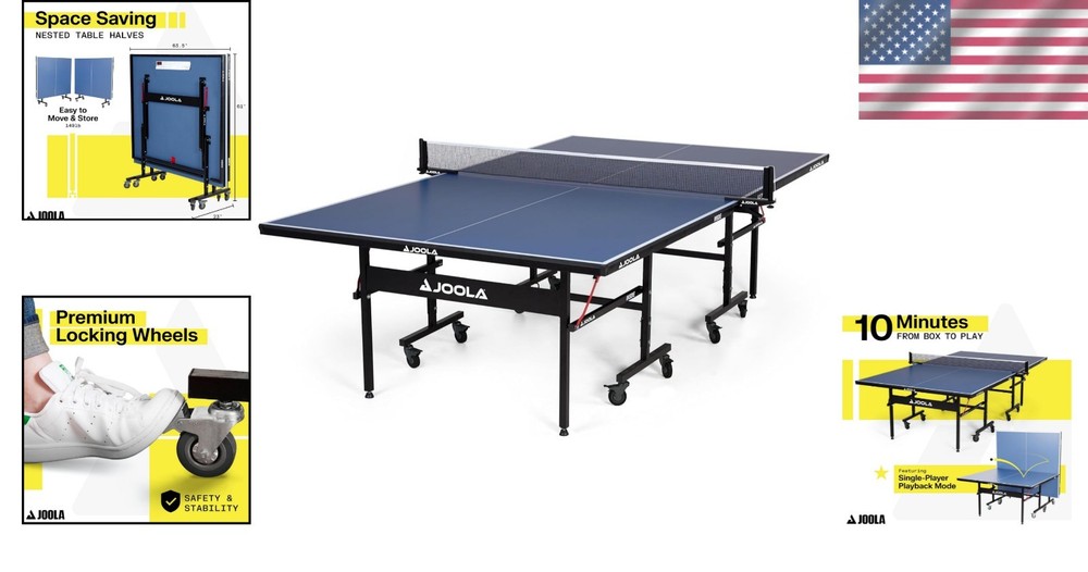 Tournament-Grade Indoor Ping Pong Table - Quick 10 Min Assembly - Foldable