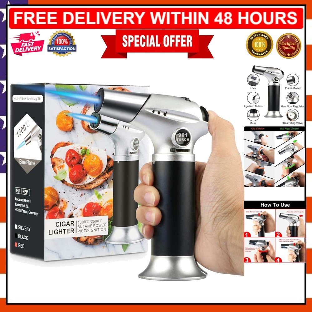 Refillable Kitchen Blow Torch with Adjustable Flame – Compact Culinary Tool
