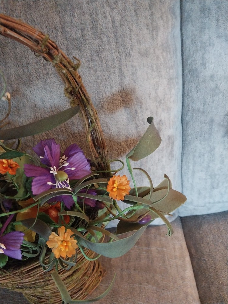 Spring Floral Wall Basket Hanging Decor