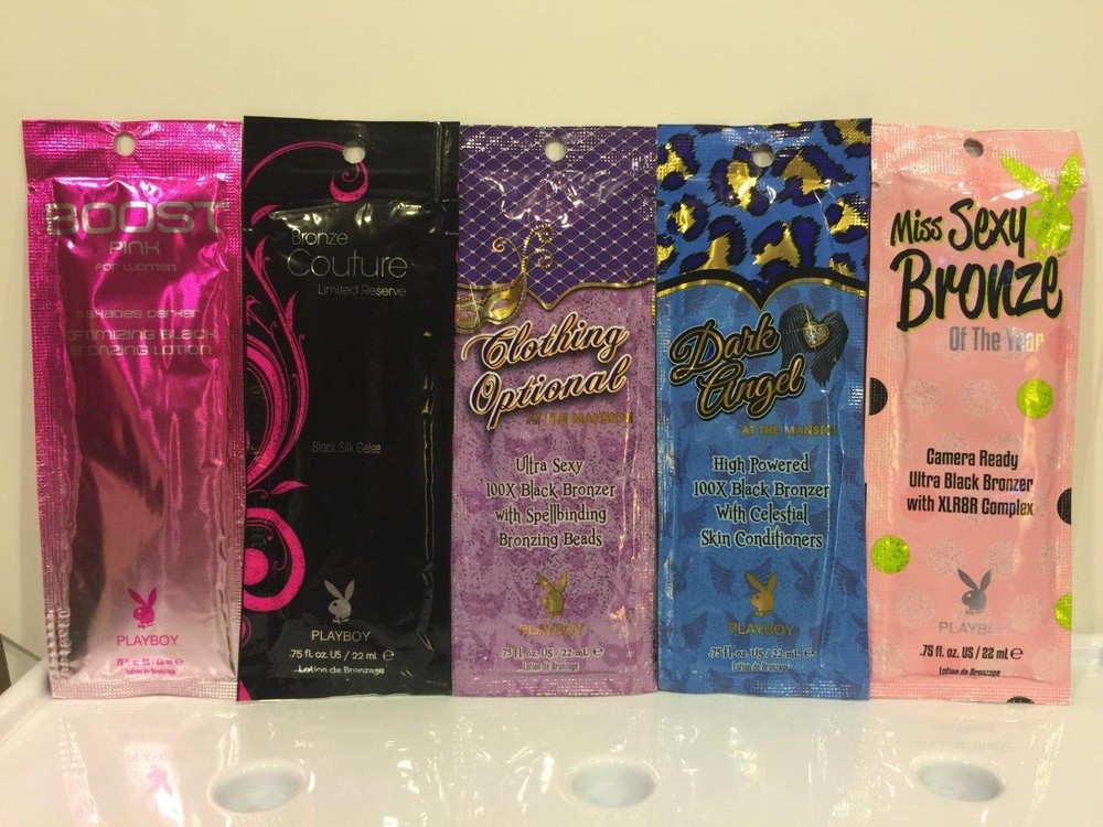 PLAYBOY BRONZER Indoor Tan Tanning Sample Lotion 5 Different Packets LOT