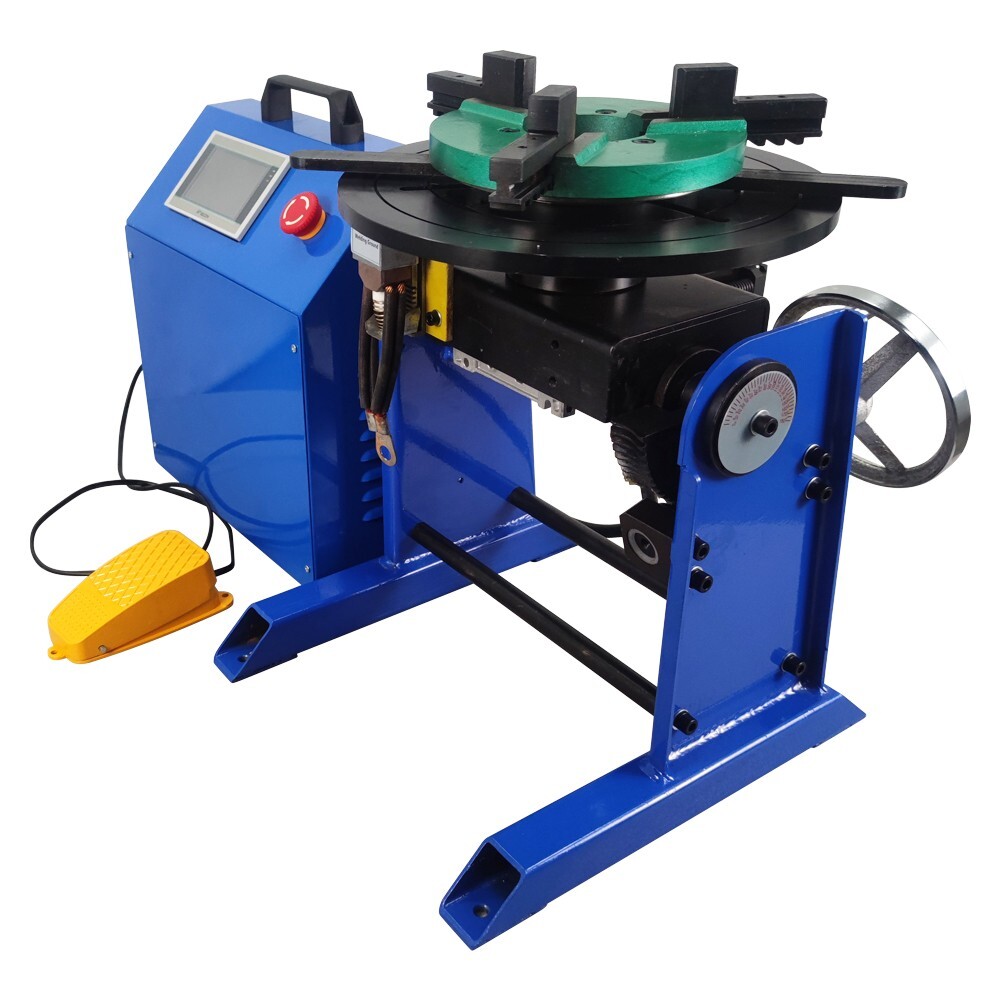 110V PLC Controller 50KG Class Welding Positioner Turntable with 200MM Chuck