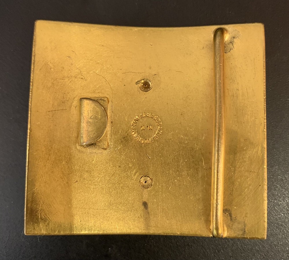 WWII Uniform Enameled Belt Buckle; Made In 5th Ave NY