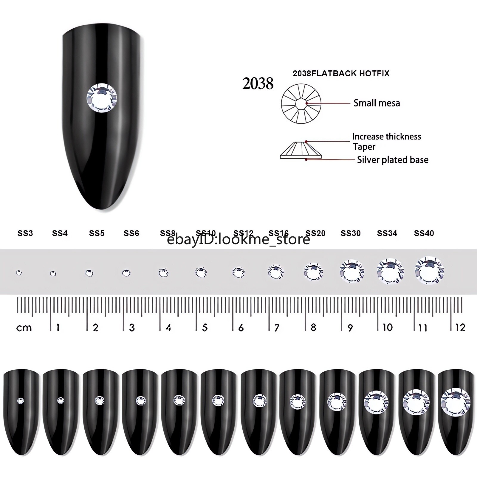 Non Hotfix Crystal Glass Rhinestones Flatback Nail Art Gems 3D Glitter Art Deco