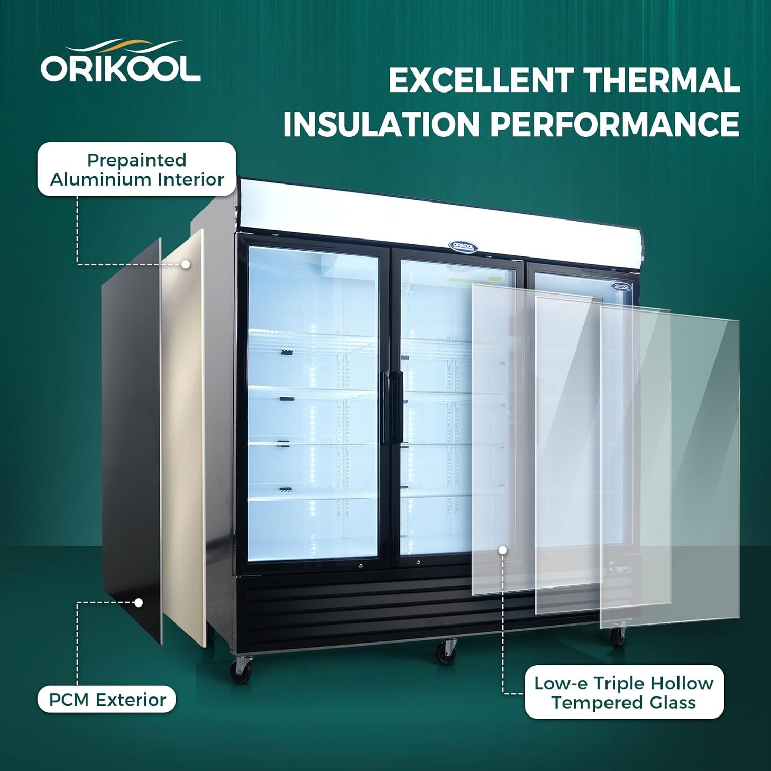 70 cu.ft Commercial Freezer Glass 3 Door Merchandiser Reach-In Display Freezer