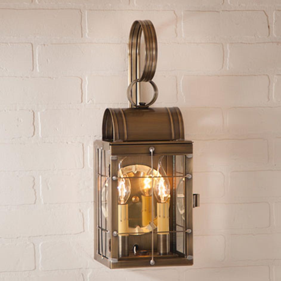 Double Wall Lantern in Weathered Brass - Outdoor