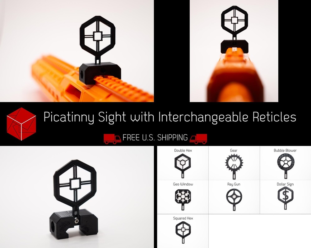 Picatinny Rail Sight with Adjustable Interchangeable Reticles (PETG)