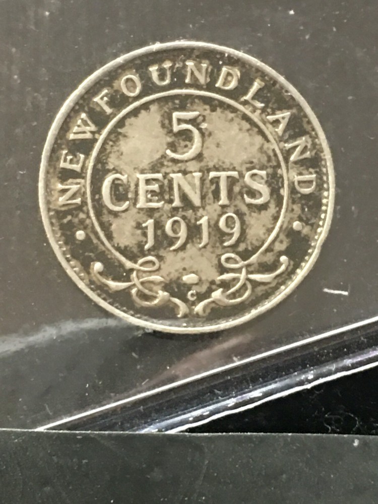 1919c ICCS Graded Newfoundland Five ¢5 Cent, **EF-40**