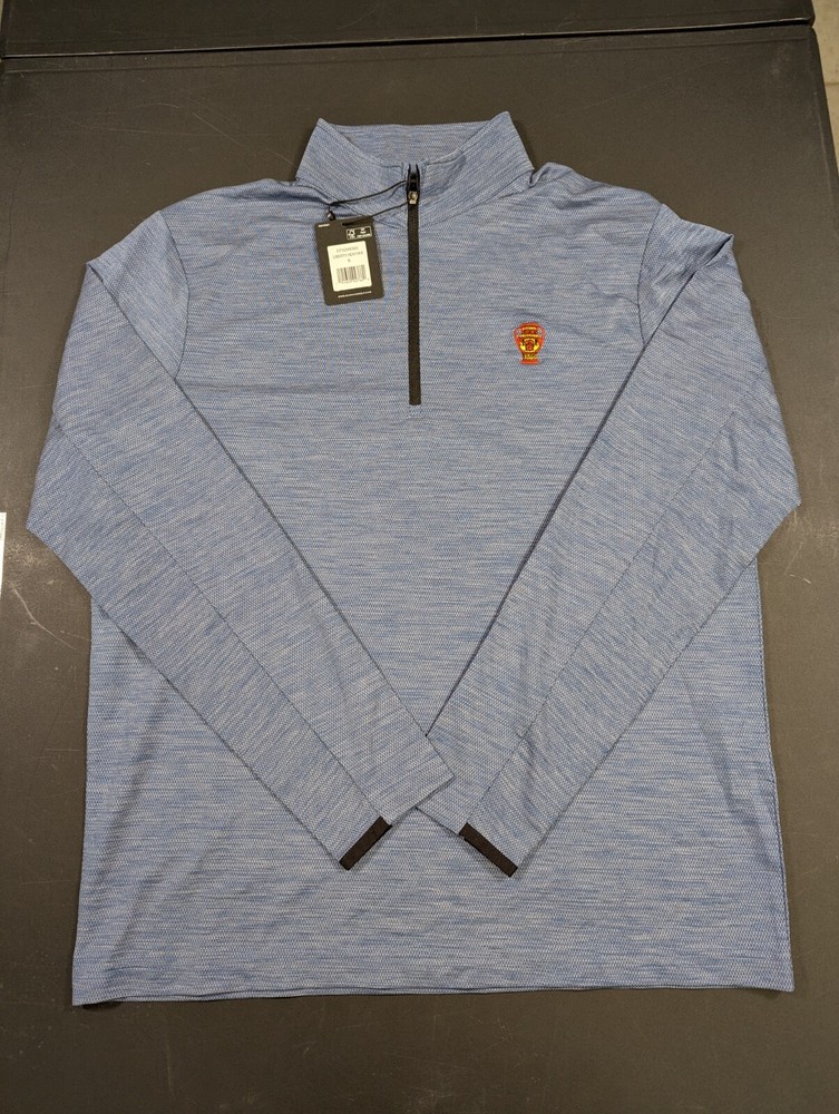NWT MEN'S DUNNING GOLF 1/4 ZIP PULLOVER, SIZE: S, COLOR: LIBERTY HEATHER (M16)