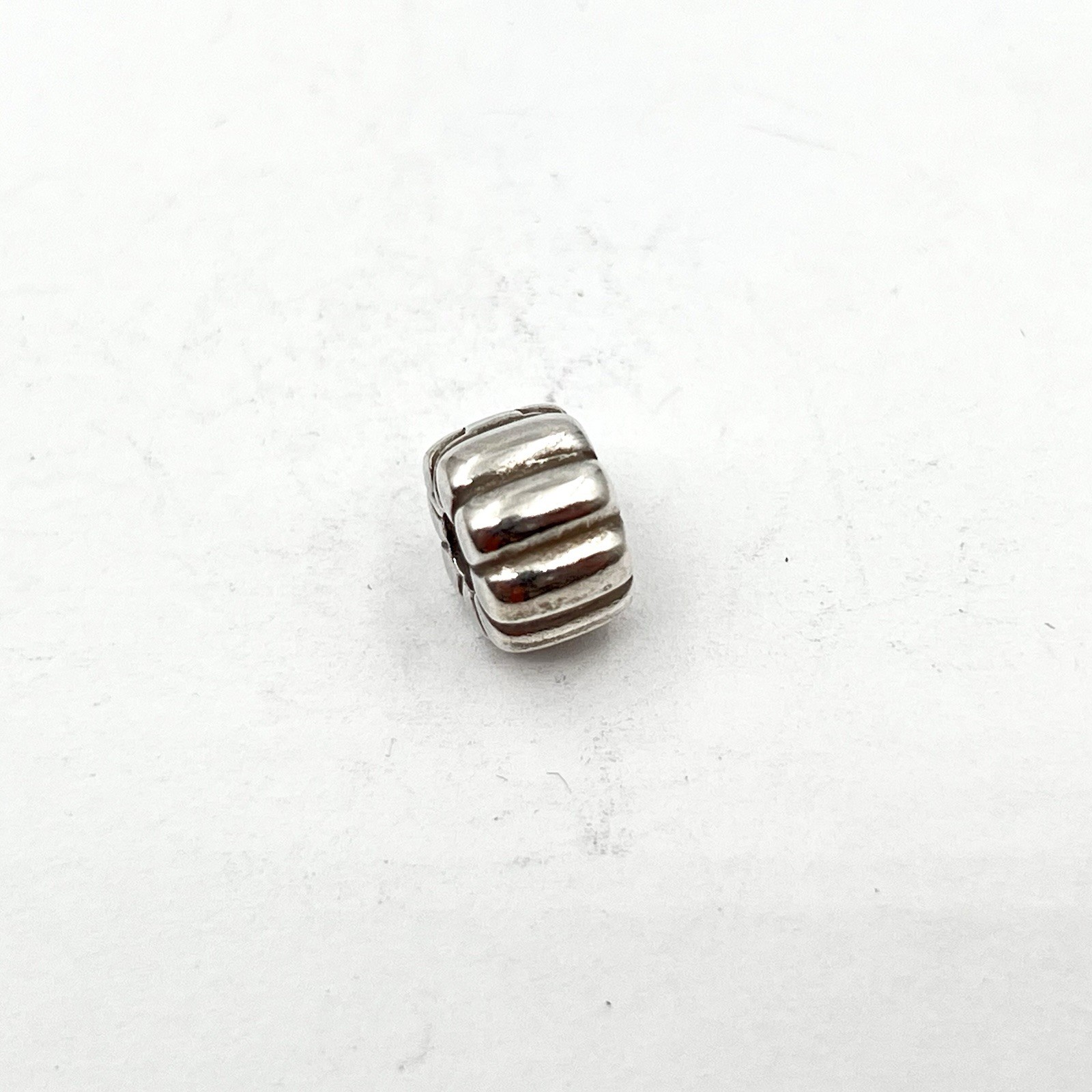 Authentic Pandora S925 ALE Ribbed Clip Snap Spacer Bead Charm