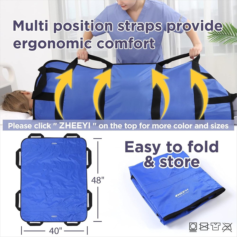 Multipurpose 48" x 40" Positioning Bed Pad with Reinforced Handles - Reusable &