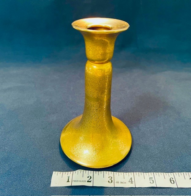 Antique "Stouffer's Studio" 7" Tall Gilded Candlestick - Gold Embossed