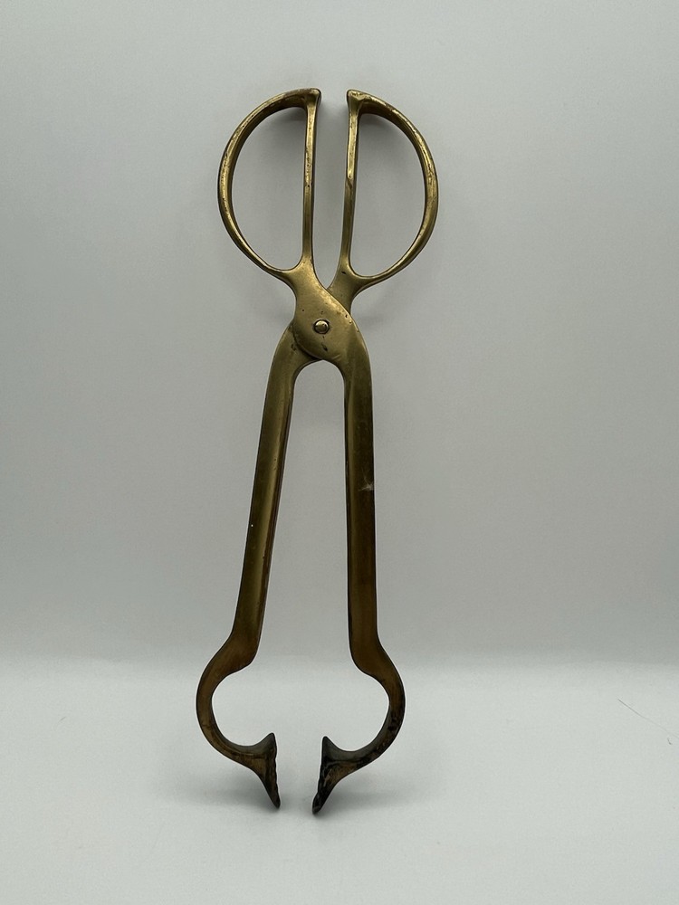 Antique Brass Coal Tongs Fireplace Implement