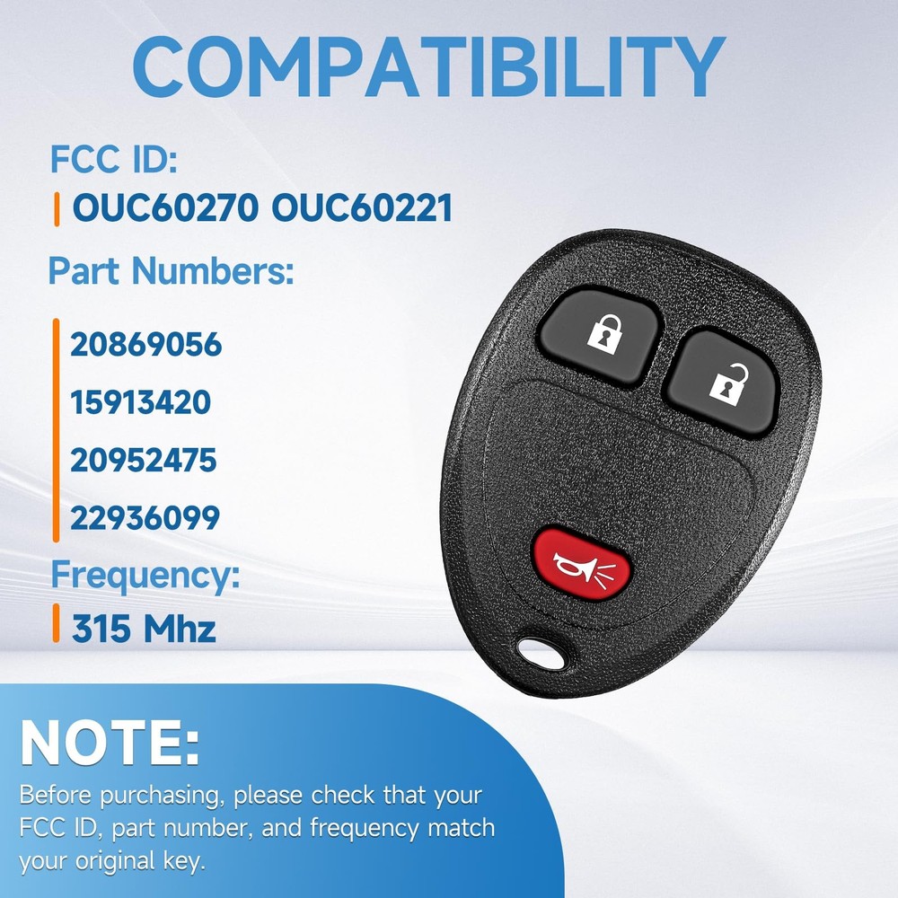 2 PCS Keyless Entry Key Fob Replacement Fits for Chevy 2-Pack, Black