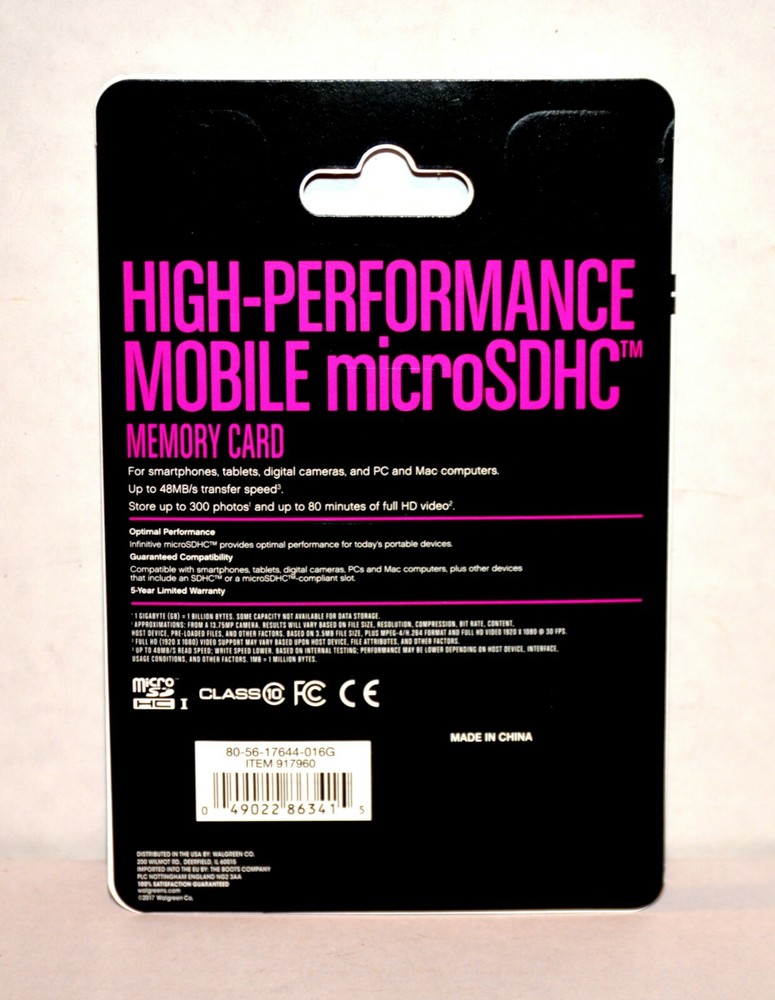 Infinitive High-Performance Mobile Micro 16GB SDHC Memory Card with Adapter –New
