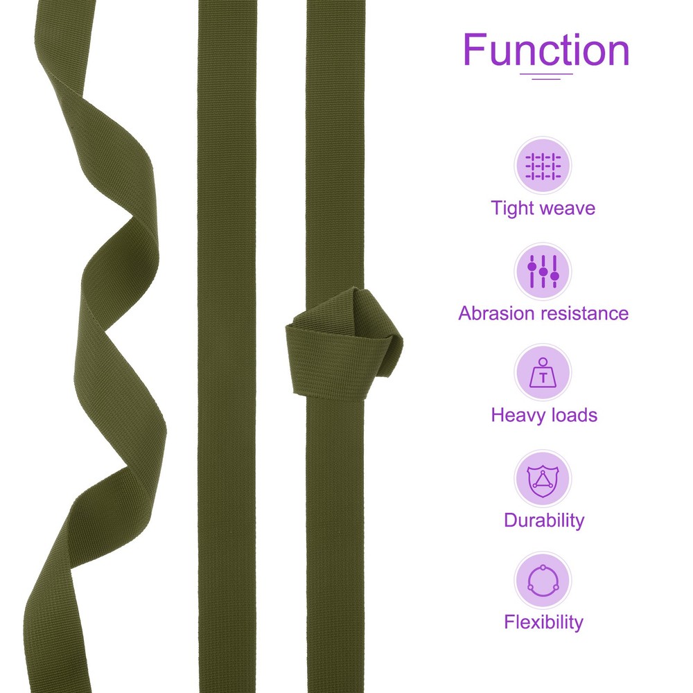 25Yard x 1 1/2" Width Nylon Webbing Strap Poly Flat Webbing Strapping Army Green