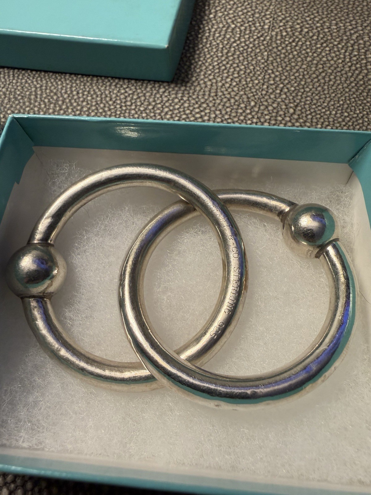 TIFFANY & CO 1837 STERLING SILVER 925 DOUBLE 2 RING BABY RATTLE TEETHING RING