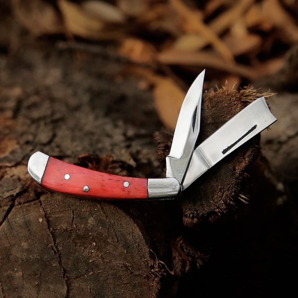 Two Blade Folding / Pocket Knife with ( Camel Bone Handle )