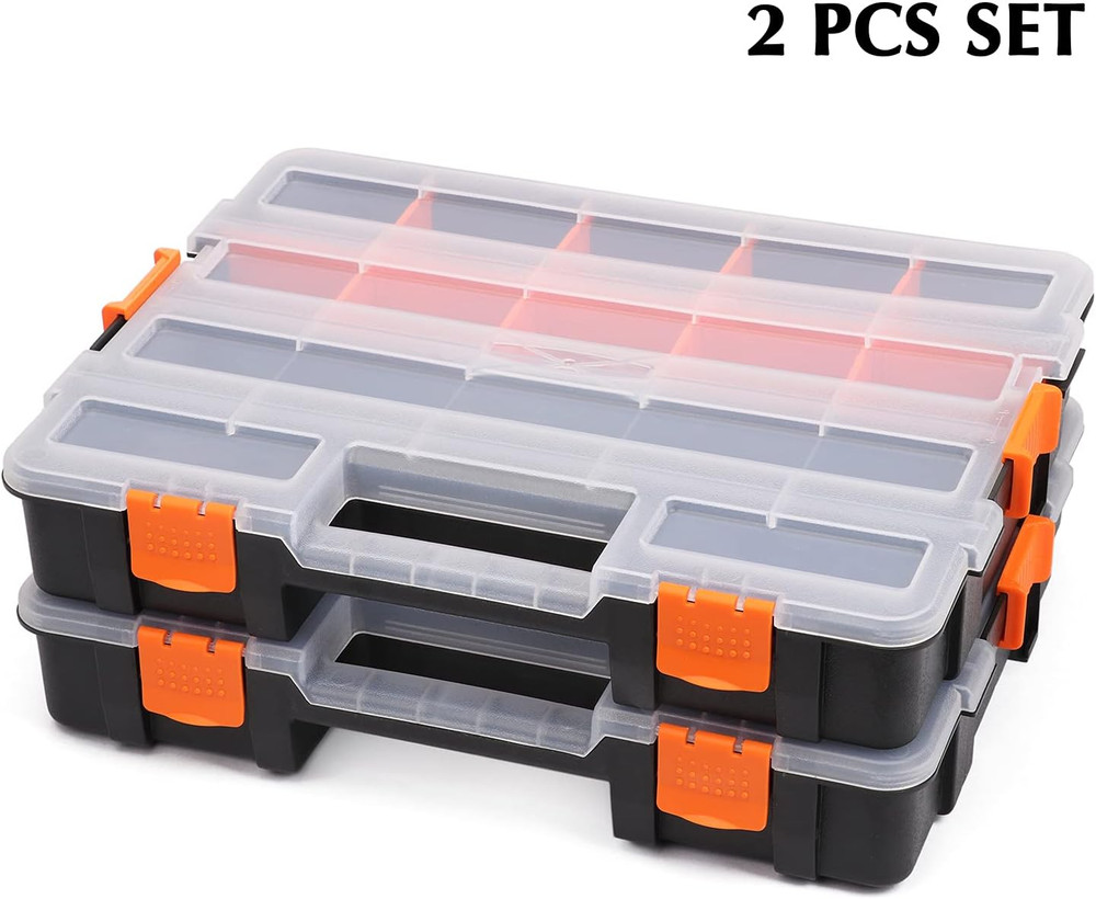 2PCS Toolbox Organizer Sets, 20 Removable Dividers, Durable Plastic Box, Excelle